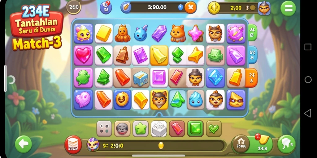 Screenshot gameplay <strong>234E</strong> menunjukkan momen seru mencocokkan objek.
