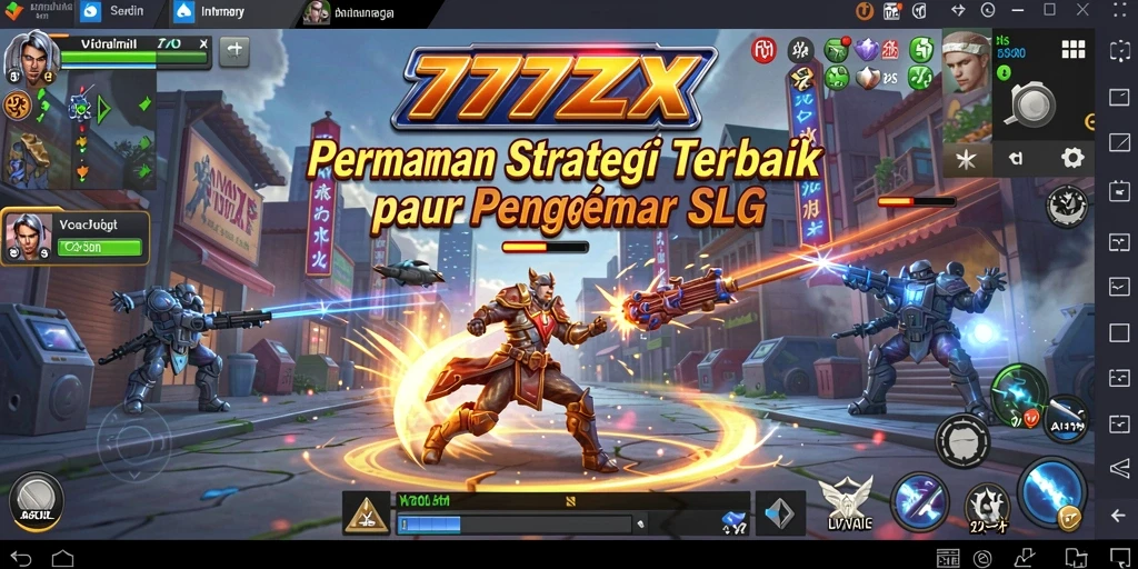 Screenshot utama menampilkan gameplay seru dari pertempuran SLG.