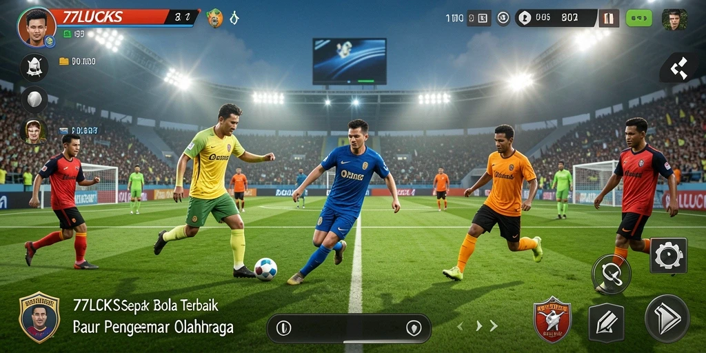 Tampilan gameplay menarik dari <strong>77LUCKS</strong> dengan aksi sepak bola yang dinamis.