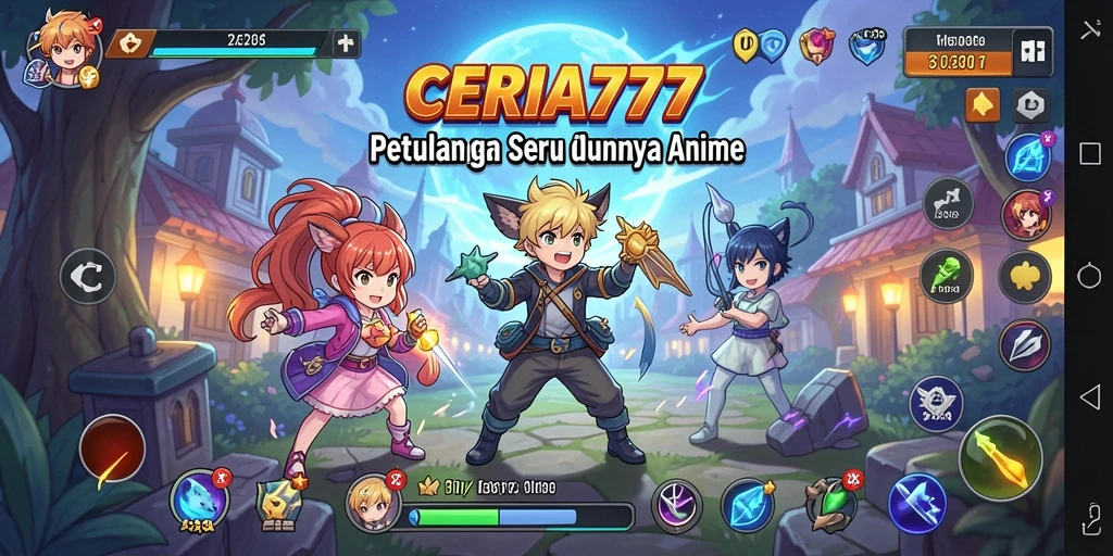 Tampilan gameplay CERIA777 yang memikat dengan karakter anime yang hidup.