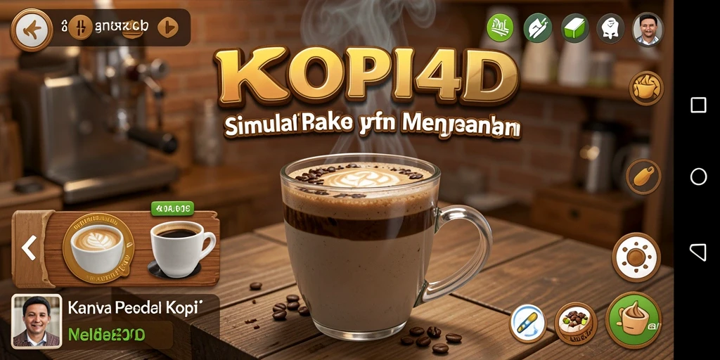 Tampilan gameplay seru dari KOPI4D saat menyajikan kopi.