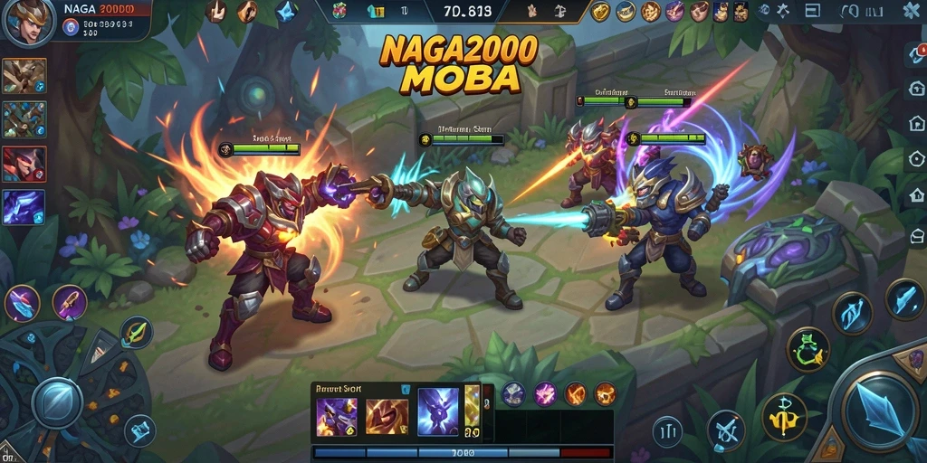 Screenshot menunjukkan aksi seru gameplay MOBA NAGA2000.