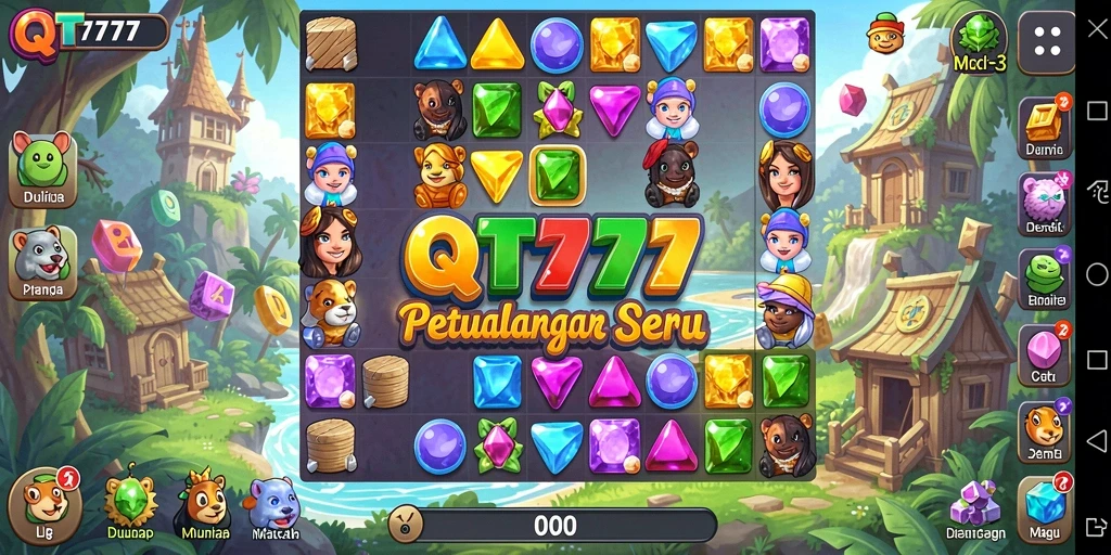 Gameplay seru QT777 dengan berbagai tantangan Match-3.