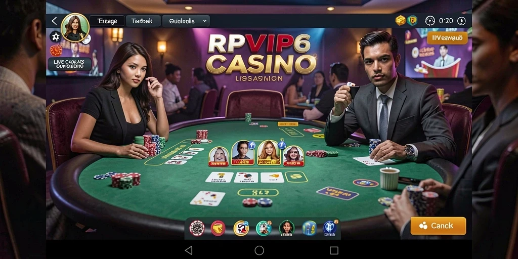 Screenshot gameplay RPVIP6 menampilkan suasana kasino yang mendebarkan.
