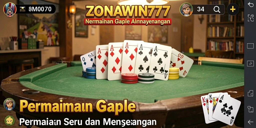 Tampilan gameplay seru dalam permainan Gaple ZONAWIN777.
